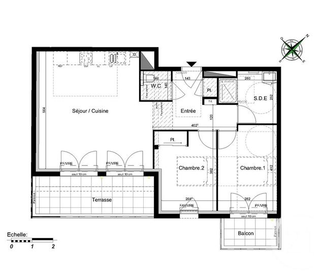 Appartement F3 à vendre - 3 pièces - 67.18 m2 - ST HERBLAIN - 44 - PAYS-DE-LOIRE - Century 21 Longchamp